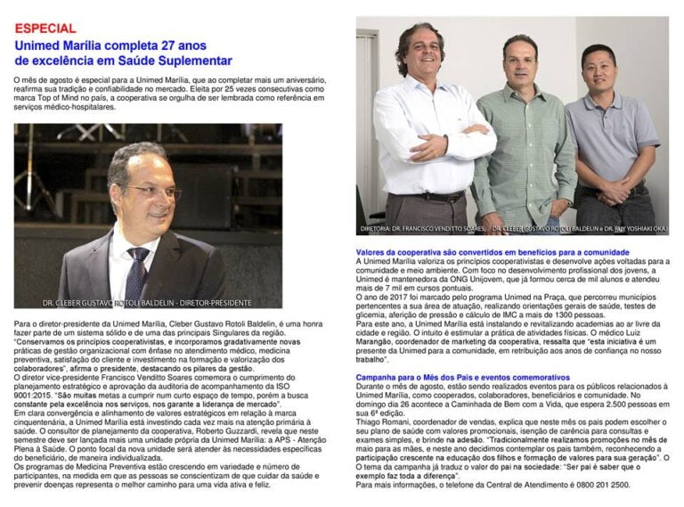 SAIBA MAIS sobre os 27 anos da Unimed Marília e a excelência dos serviços oferecidos