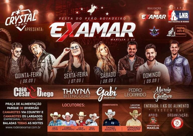 SEGURA PEÃO! – Examar 2018 começa nesta 5ª feira, com rodeio e show musical até domingo