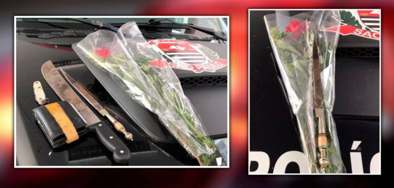 ENGENHOSIDADE – Faca escondida em buquê é descoberta antes que homem agredisse ex-mulher