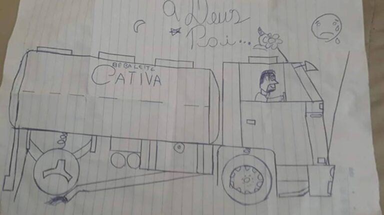 Emoção – FILHO FAZ DESENHO PARA SE DESPEDIR DO PAI CAMINHONEIRO MORTO EM ACIDENTE