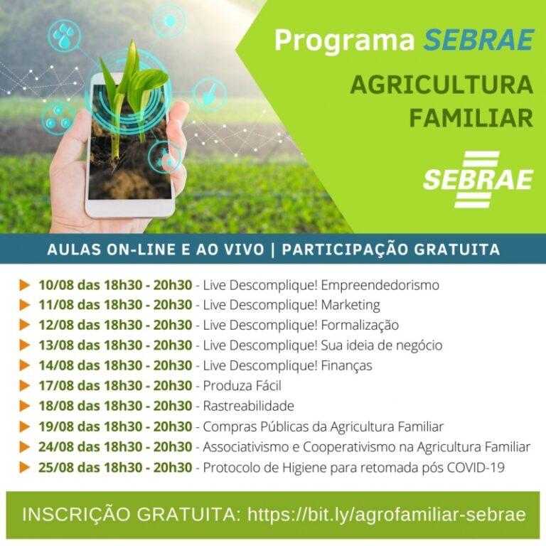 Gratuito – SEBRAE OFERECE AULAS ONLINE PARA PRODUTORES RURAIS