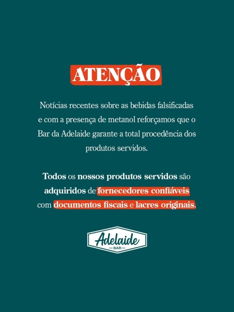 Bar da Adelaide reforça seu compromisso com a segurança e procedência das bebidas
