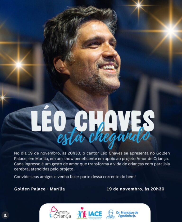 É HOJE! Show do Léo Chaves com renda revertida ao “Projeto Amor de Criança”