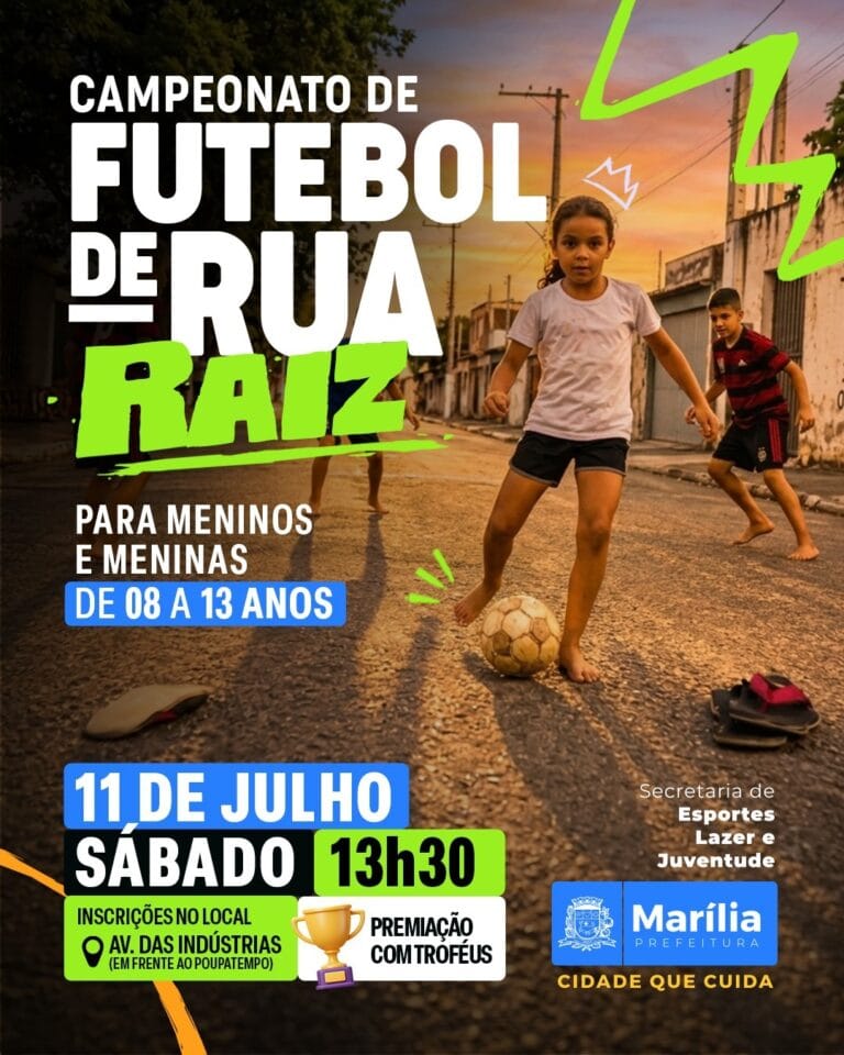 RESGATE DA TRADIÇÃO: Marília recebe Campeonato de Futebol de Rua Raiz para crianças e adolescentes; saiba como participar