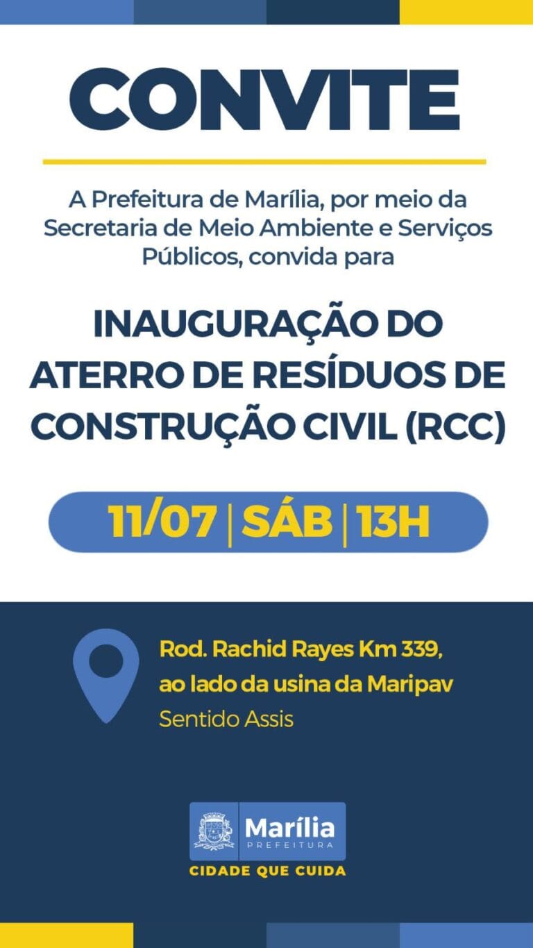 Marília ganha 1º aterro licenciado para entulho da construção civil; inauguração é neste sábado
